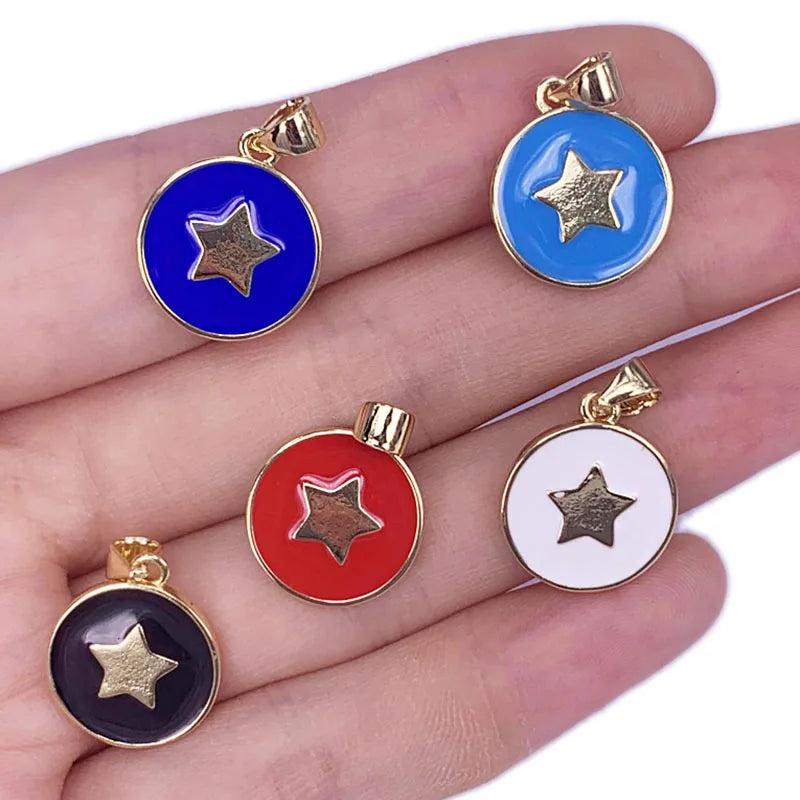 Vintage Coin Victory Pentagram Shape Pendant Charm Enamel Jewelry