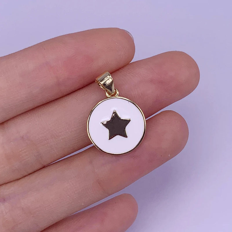 Vintage Coin Victory Pentagram Shape Pendant Charm Enamel Jewelry