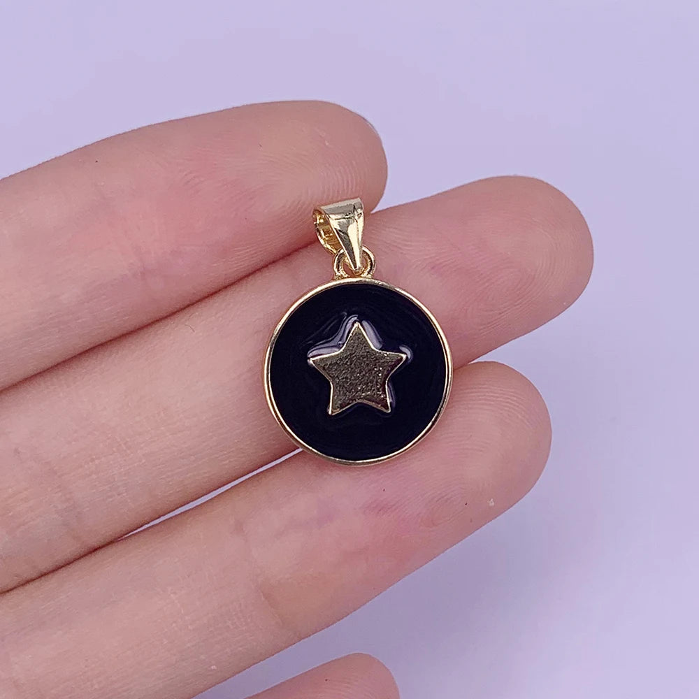 Vintage Coin Victory Pentagram Shape Pendant Charm Enamel Jewelry