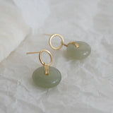 Vintage Green Jade Emerald Drop Earrings 14k Jewelry