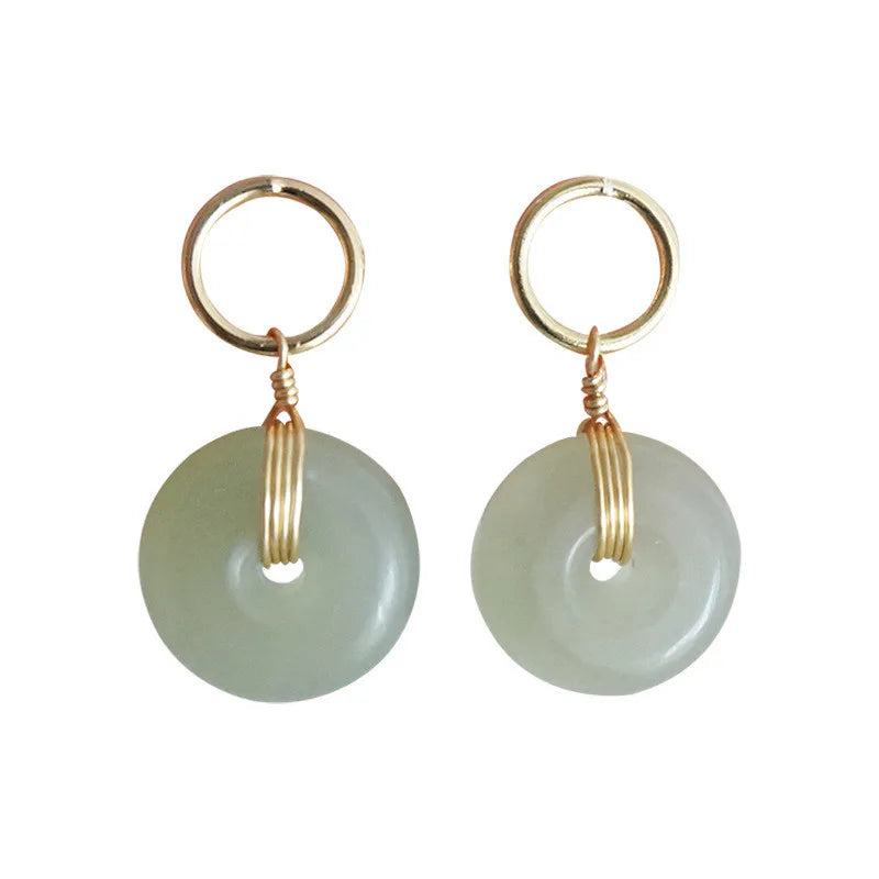 Vintage Green Jade Emerald Drop Earrings 14k Jewelry
