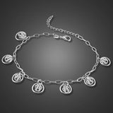 925 Sterling Silver Vintage Crown Anklets for Women