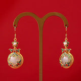 Vintage Flowers Jade Drop Earrings for Women
