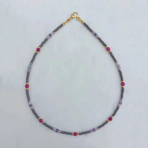 Vintage Glass Beads Stone Necklace Classic Ornament Gift Winter