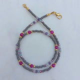 Vintage Glass Beads Stone Necklace Classic Ornament Gift Winter