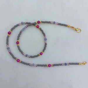 Vintage Glass Beads Stone Necklace Classic Ornament Gift Winter