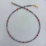 Vintage Glass Beads Stone Necklace Classic Ornament Gift Winter