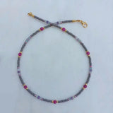 Vintage Glass Beads Stone Necklace Classic Ornament Gift Winter