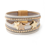 Vintage Leather Bracelet Women Charm Jewelry Magnet Buckle Cuff Links
