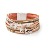 Vintage Leather Bracelet Women Charm Jewelry Magnet Buckle Cuff Links