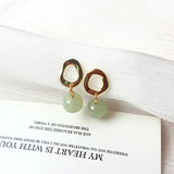 Vintage Hetian Jade Stud Earrings for Women Green Stone Earring