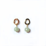 Vintage Hetian Jade Stud Earrings for Women Green Stone Earring