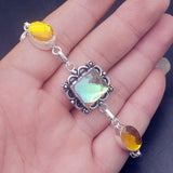 Vintage Silver Charms Bracelet with Mystic Topaz for Women