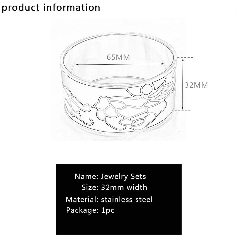 Vintage Indian Wide Bangles for Women Titanium Big Bracelet