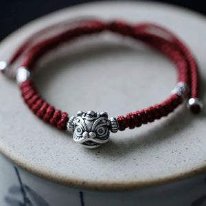 Vintage Little Lion Handstring Unisex Animal Open Bracelet Banquet Jewelry