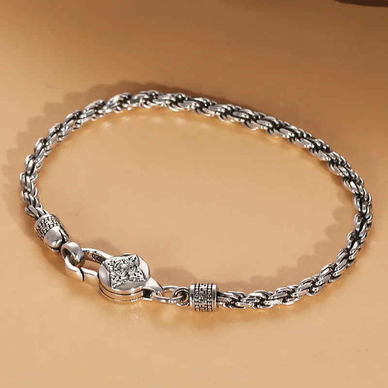 Vintage National Style Vajra Twisted Bracelet Men's Jewelry