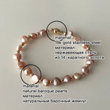 Vintage Natural Baroque Pearl Bracelet 5-6mm Size Purple Pink