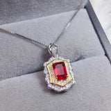 Vintage Red Crystal Ruby Gemstones Pendant Necklaces for Women