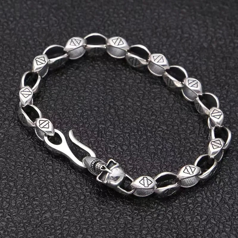 Vintage Silver Skull Bracelet Men's Dominant Personality Opening Bracelet