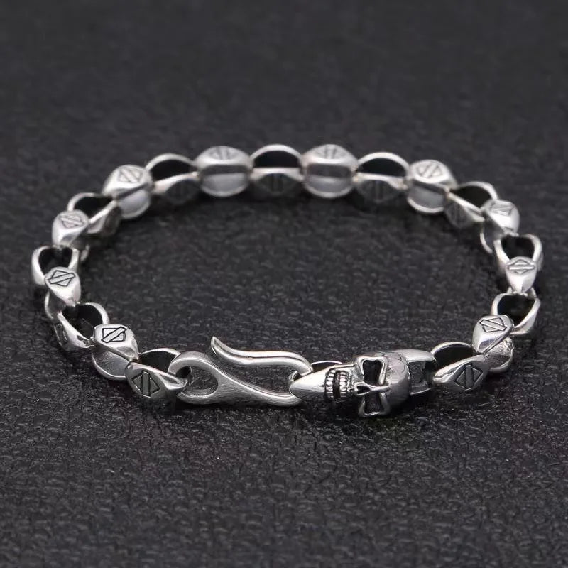 Vintage Silver Skull Bracelet Men's Dominant Personality Opening Bracelet