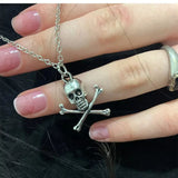 Vintage Skull Pendant Necklace Y2k Grunge Jewelry Goth Gothic Choker