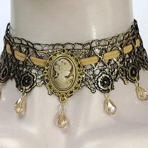 Vintage Tassel Gothic Chokers Lace Neck Choker Necklace Pendant Wedding