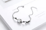 Vintage Thai Silver Bracelet Moonlight Stone Plum Flower 925 Sterling Silver Bra