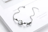 Vintage Thai Silver Bracelet Moonlight Stone Plum Flower 925 Sterling Silver
