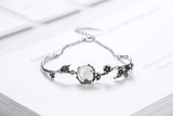 Vintage Thai Silver Bracelet Moonlight Stone Plum Flower 925 Sterling Silver Bra