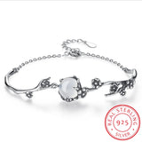 Thai Silver Bracelet Moonlight Stone Plum Flower 925 Sterling Silver