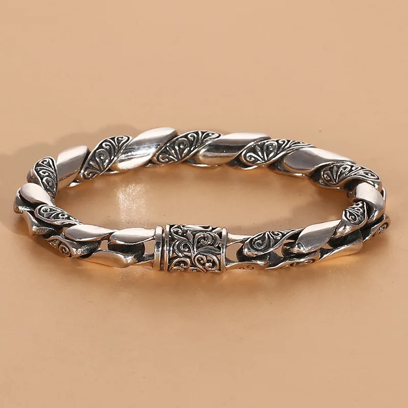 Vintage Pattern Cylinder Twist Pin Buckle Bracelet