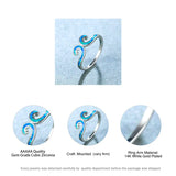 Vintage Female Opal Stone Ring Classic Silver Thin Engagement Rings