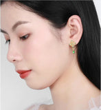 Vintage 925 Silver Chinese Style Rose Flower Tassel Earrings