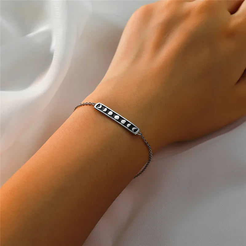 Vintage Female Moon Phase Bracelet Classic Sterling Silver Chain