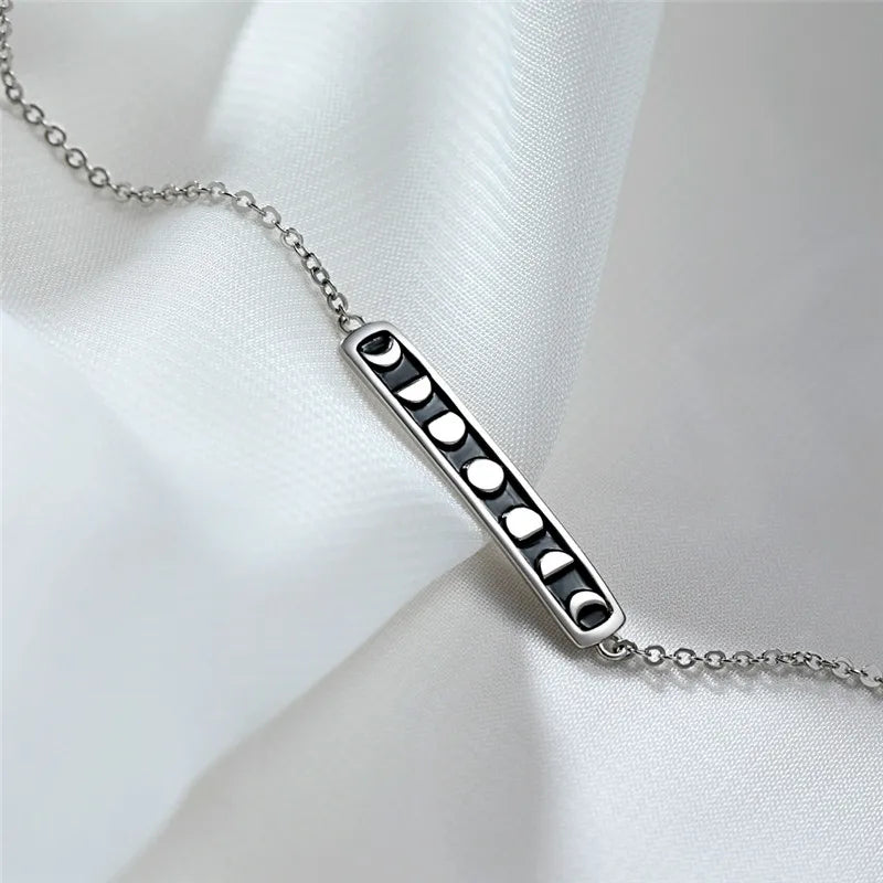 Vintage Female Moon Phase Bracelet Classic Sterling Silver Chain