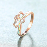 Vintage Opal Stone Ring Classic Rose Wedding Rings For Women