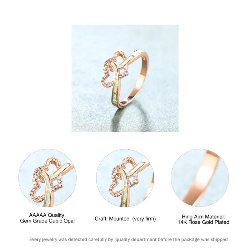 Vintage Opal Stone Ring Classic Rose Wedding Rings For Women