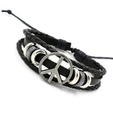 Vintage Fighter Cross Shield Woven Leather Bracelet for Men