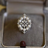 Vintage Silver Pearl Ring for Women
