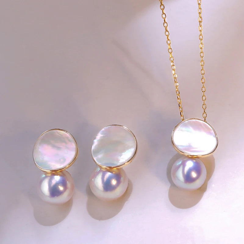 Vintage Pearl Necklace Silver Inlaid Fritillary Clavicle Chain Pendant