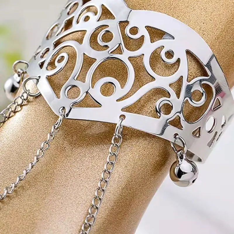 Vintage Finger Bracelet for Women Opening Adjustable Silver Bracelet