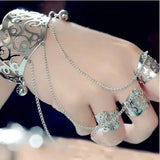 Vintage Finger Bracelet for Women Opening Adjustable Silver Bracelet