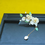 Vintage Floral Hairpin Hair Comb Hanfu Accessories Pearl Tassel