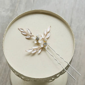Vintage Floral Leaf Bridal Hair Comb Vine Freshwater Pearls Wedding Jewelry