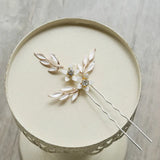 Vintage Floral Leaf Bridal Hair Comb Vine Freshwater Pearls Wedding Jewelry