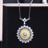 Vintage Flower Edge Pendant Necklace Two-Tone Geometry Jewelry