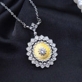 Vintage Flower Edge Pendant Necklace Two-Tone Geometry Jewelry