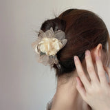 Vintage Flower Hair Clip Mesh Flower Hair Claw Clip