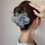 Vintage Flower Hair Clip Mesh Flower Hair Claw Clip