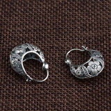 Vintage Flower Hoop Earrings 925 Sterling Silver Brincos Retro Ethnic Jewelry